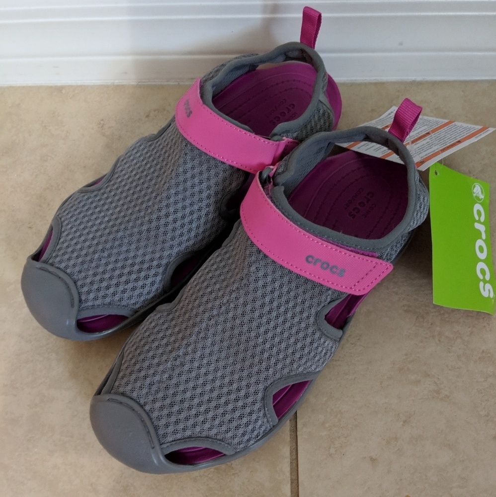New Crocs gray/pink